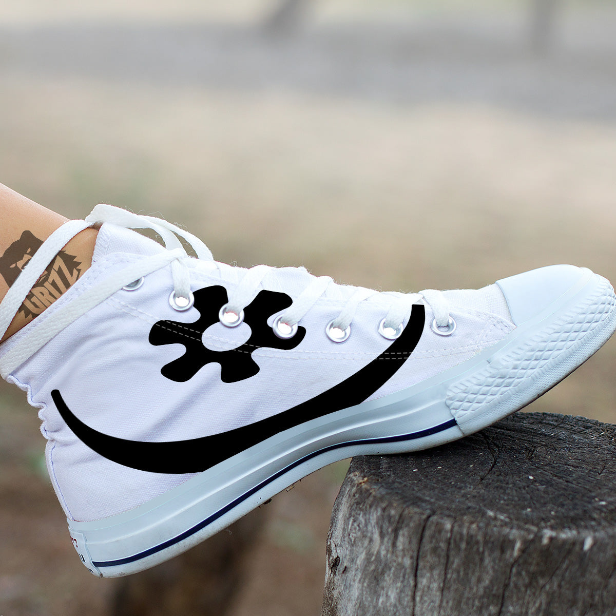 Adinkra Tribe Symbols White And Black White High Top Shoes-grizzshop