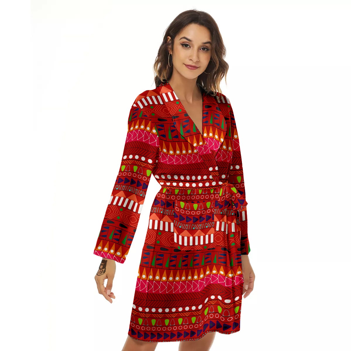 Adinkra Symbols West African Print Pattern Women's Robe-grizzshop