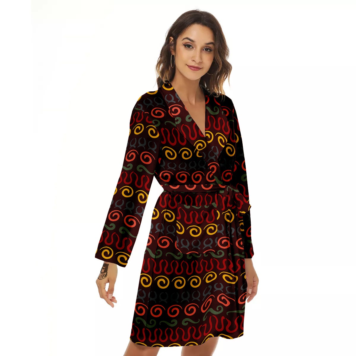 Adinkra Symbols West Print Pattern Women's Robe-grizzshop