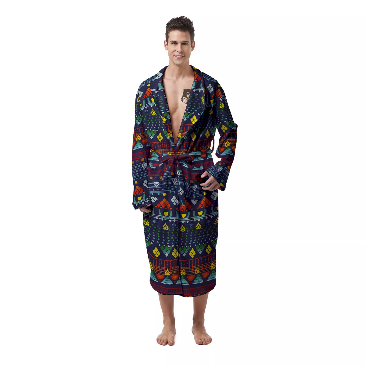 Adinkra Tribe African West Symbols Men's Robe-grizzshop