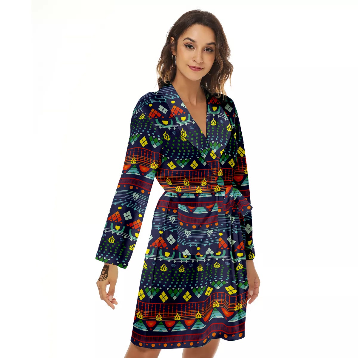 Adinkra Tribe African West Symbols Women's Robe-grizzshop