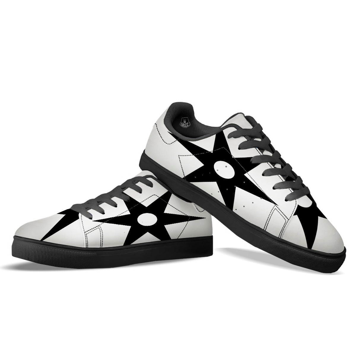 African Adinkra Symbols White And Black Black Low Top Sneakers-grizzshop