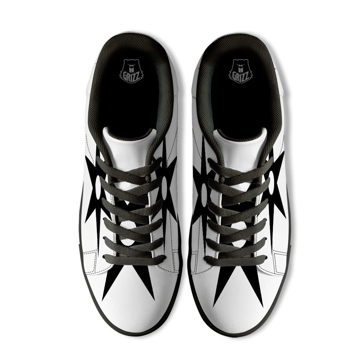 African Adinkra Symbols White And Black Black Low Top Sneakers-grizzshop