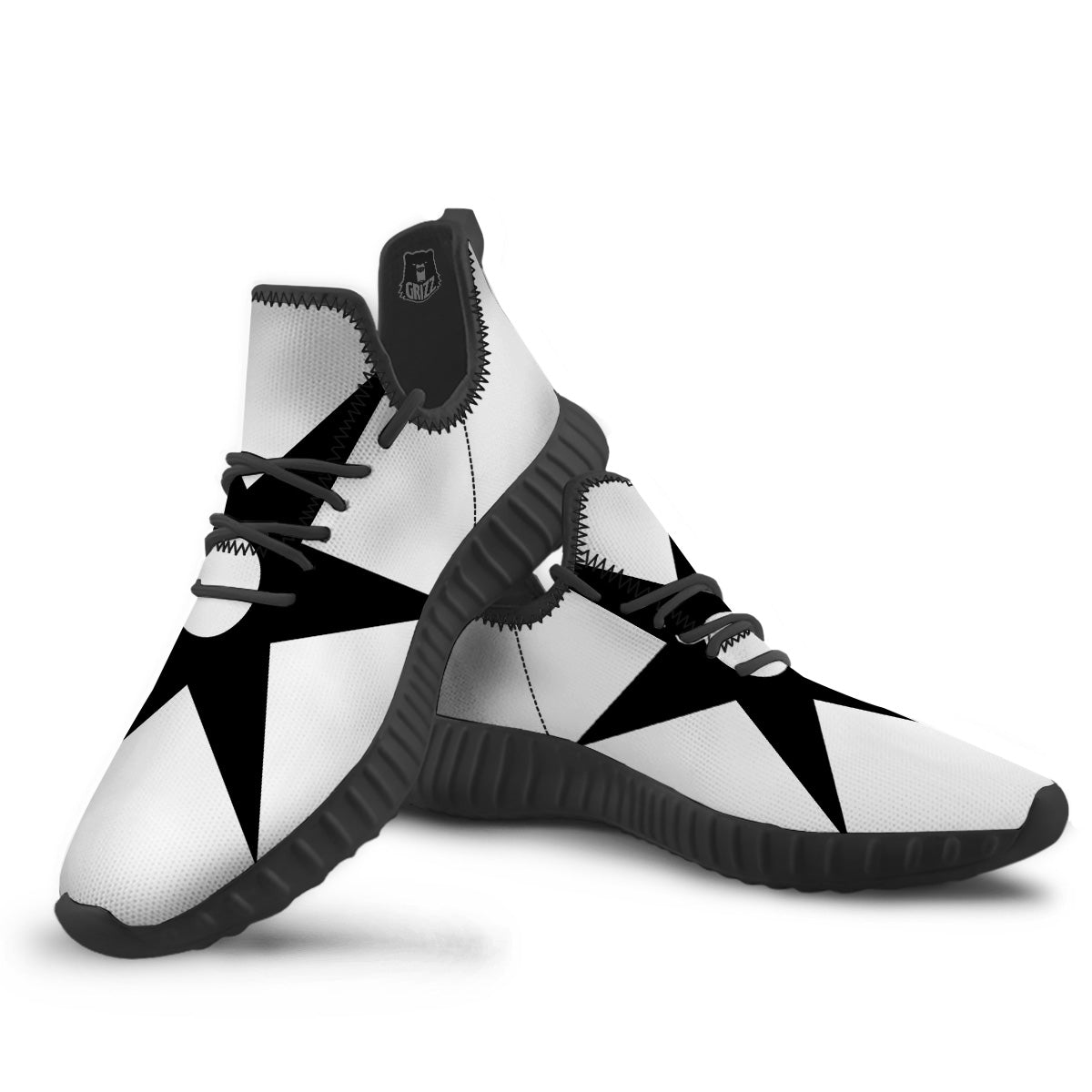 African Adinkra Symbols White And Black Black Walking Shoes-grizzshop