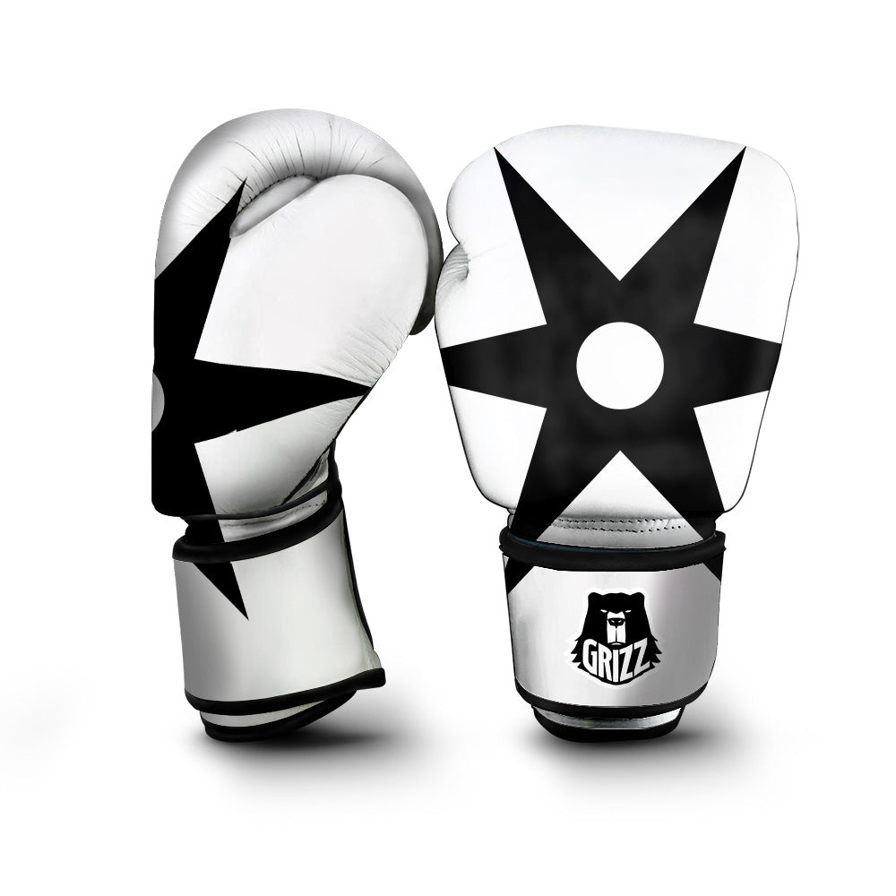 African Adinkra Symbols White And Black Boxing Gloves-grizzshop
