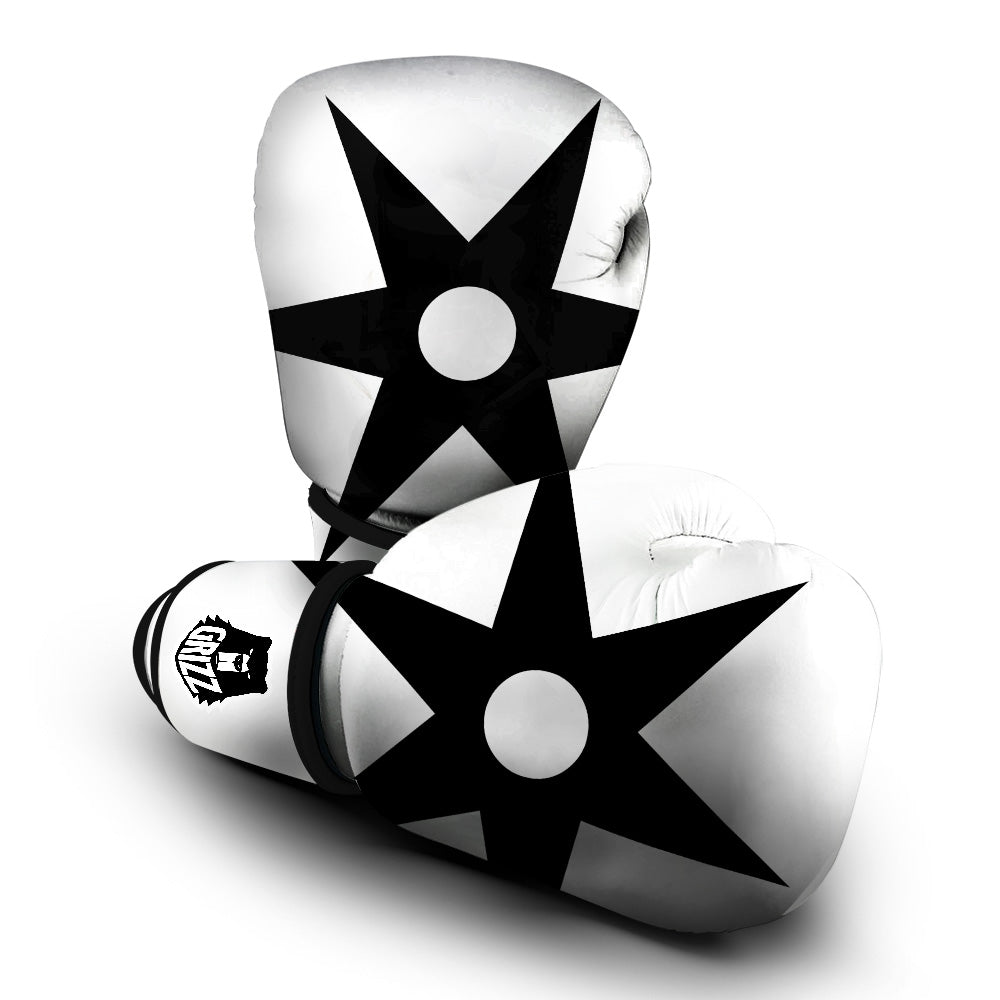 African Adinkra Symbols White And Black Boxing Gloves-grizzshop
