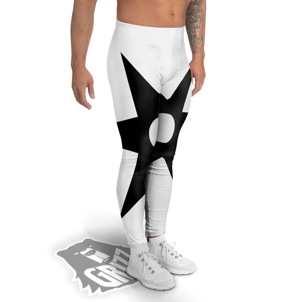 African Adinkra Symbols White And Black Men's Leggings-grizzshop