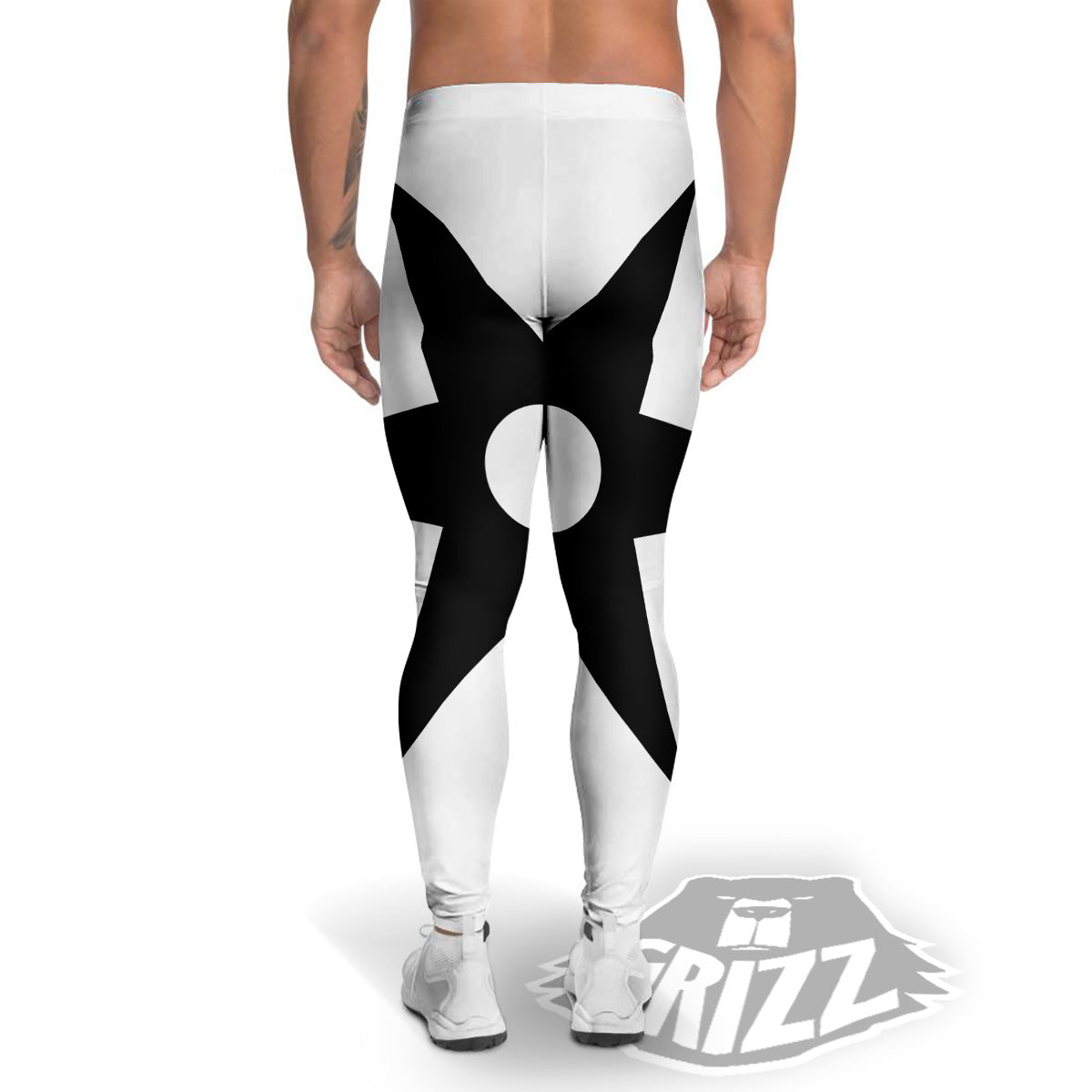 African Adinkra Symbols White And Black Men's Leggings-grizzshop
