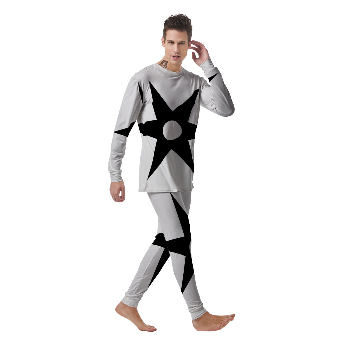 African Adinkra Symbols White And Black Men's Pajamas-grizzshop