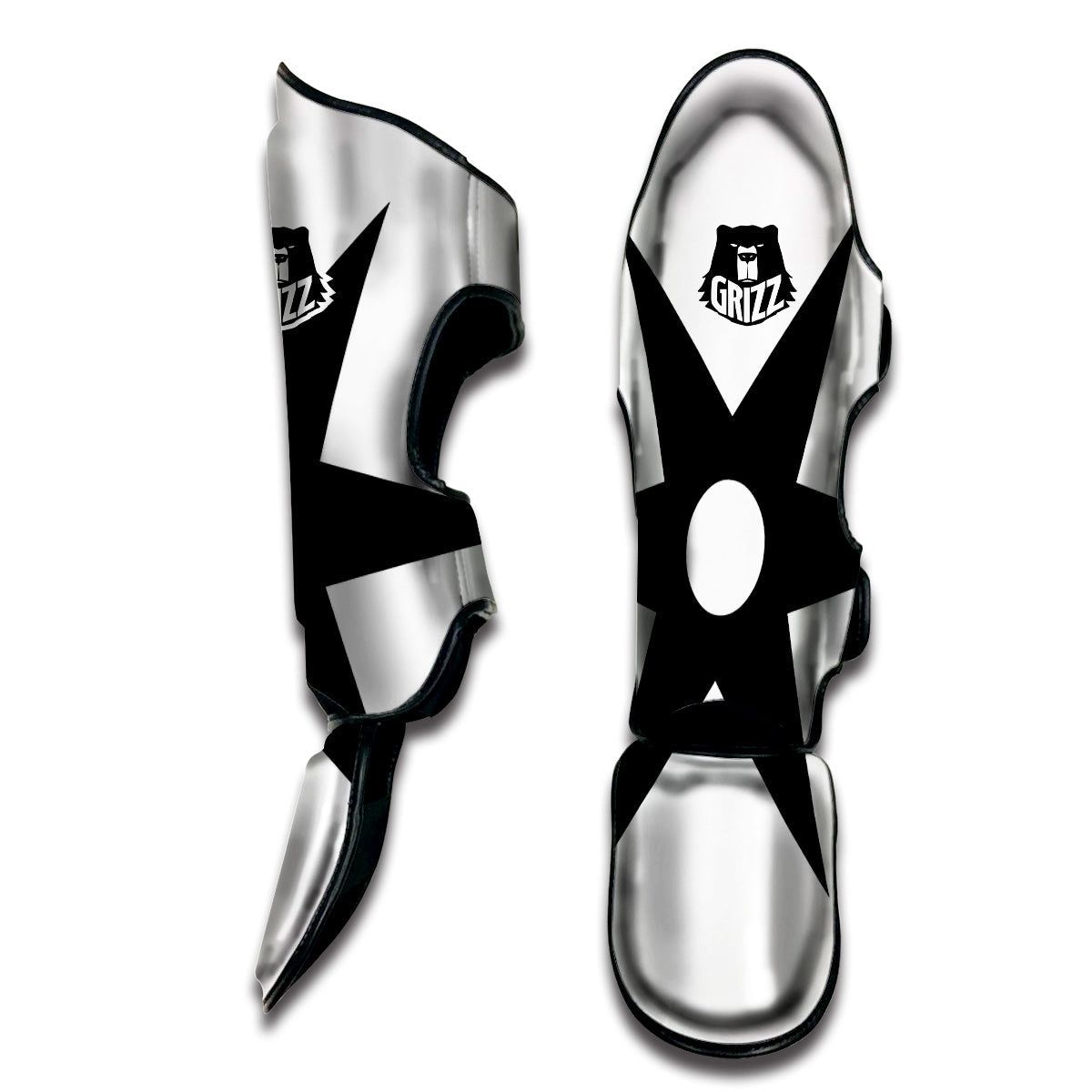 African Adinkra Symbols White And Black Muay Thai Shin Guards-grizzshop