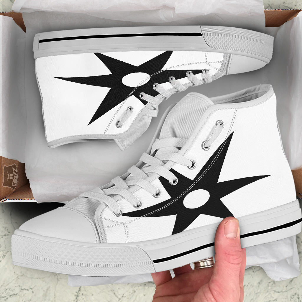 African Adinkra Symbols White And Black White High Top Shoes-grizzshop