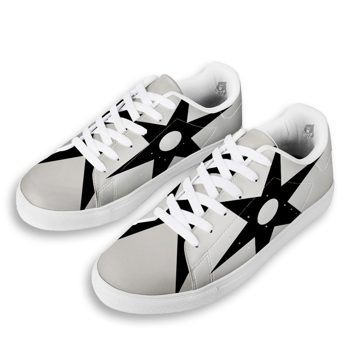 African Adinkra Symbols White And Black White Low Top Sneakers-grizzshop