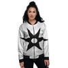 African Adinkra Symbols White And Black Women's Bomber Jacket-grizzshop