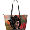 African Afro Girl Leather Tote Bag-grizzshop