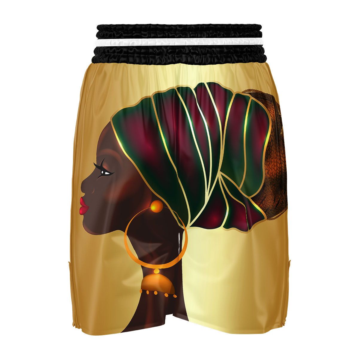 African Afro Gold And Black Print Boxing Shorts-grizzshop