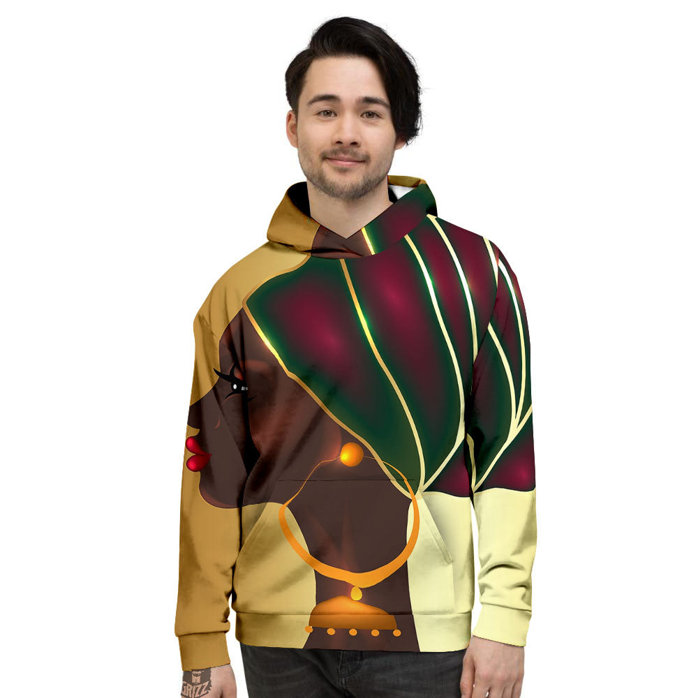 African Afro Gold And Black Print Men's Hoodie-grizzshop