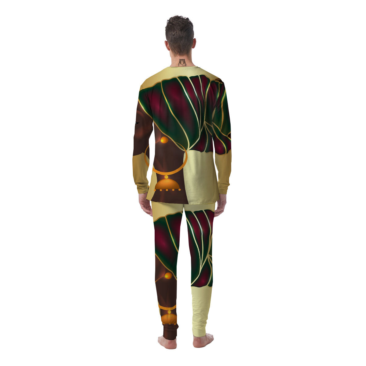 African Afro Gold And Black Print Men's Pajamas-grizzshop