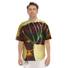 African Afro Gold And Black Print Men's Short Sleeve Shirts-grizzshop