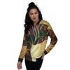 African Afro Gold And Black Print Women's Bomber Jacket-grizzshop