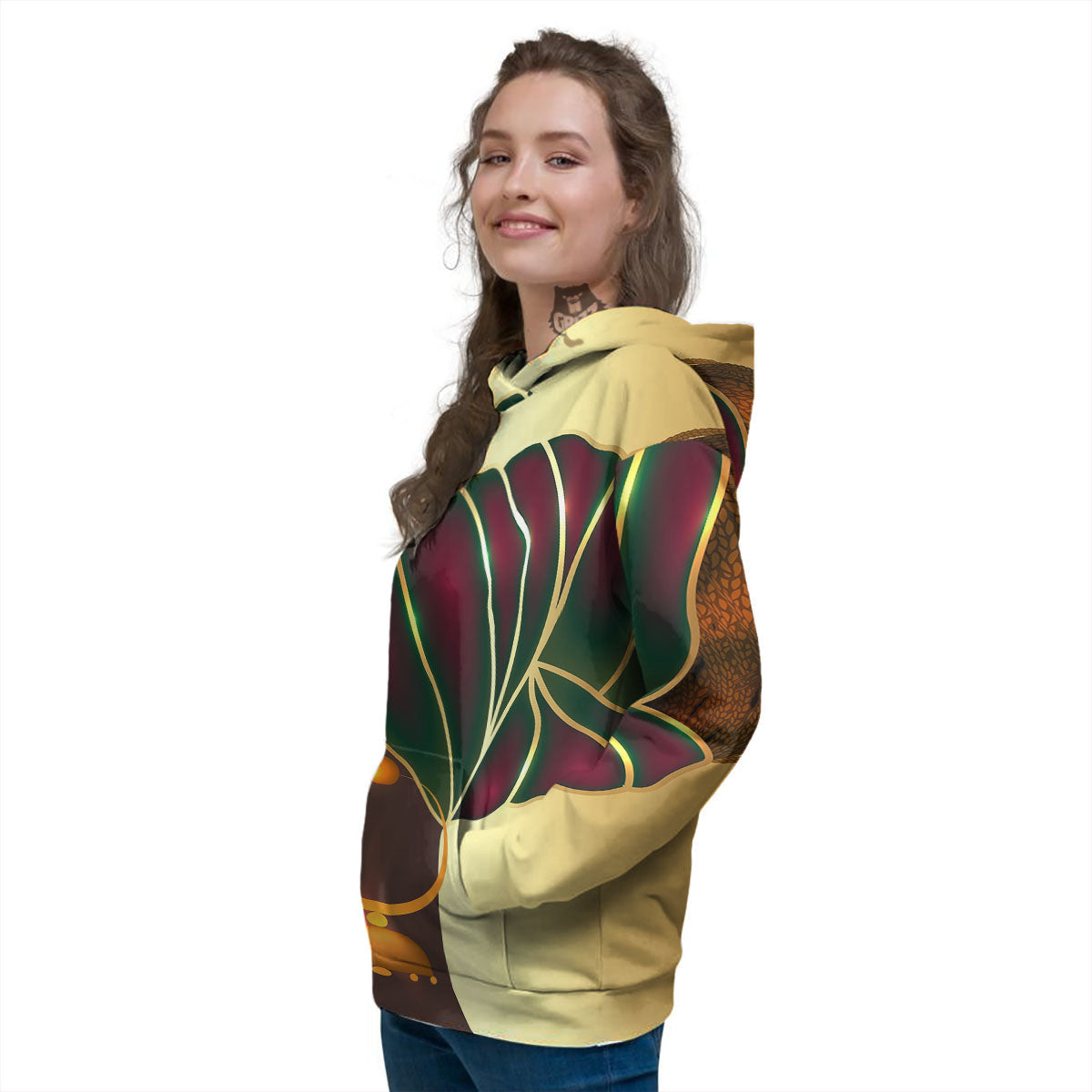 African Afro Gold And Black Print Women's Hoodie-grizzshop