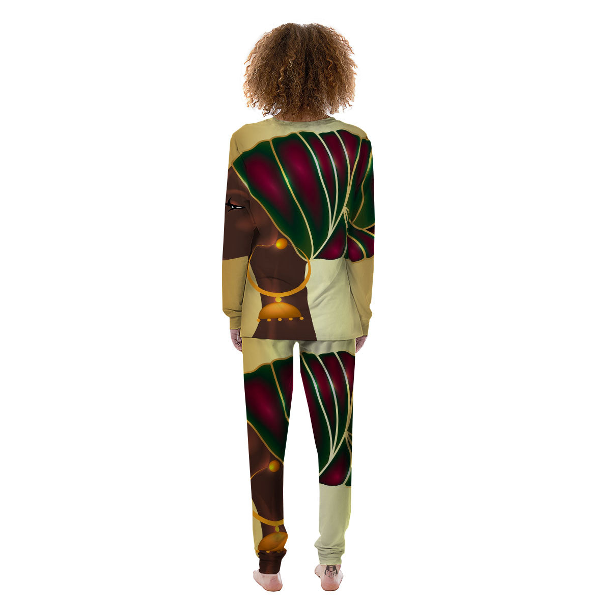 African Afro Gold And Black Print Women's Pajamas-grizzshop