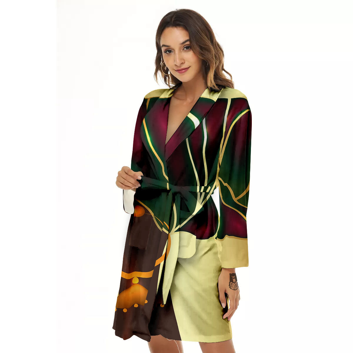 African Afro Gold And Black Print Women's Robe-grizzshop