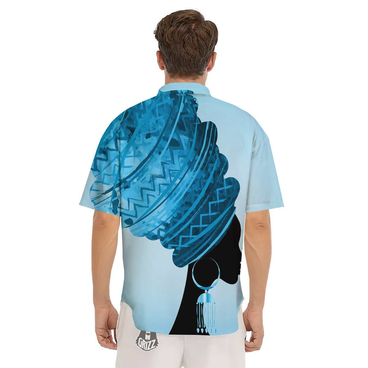 African Dashiki Black And Blue Print Men's Short Sleeve Shirts-grizzshop