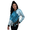 African Dashiki Black And Blue Print Women's Bomber Jacket-grizzshop