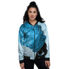 African Dashiki Black And Blue Print Women's Bomber Jacket-grizzshop