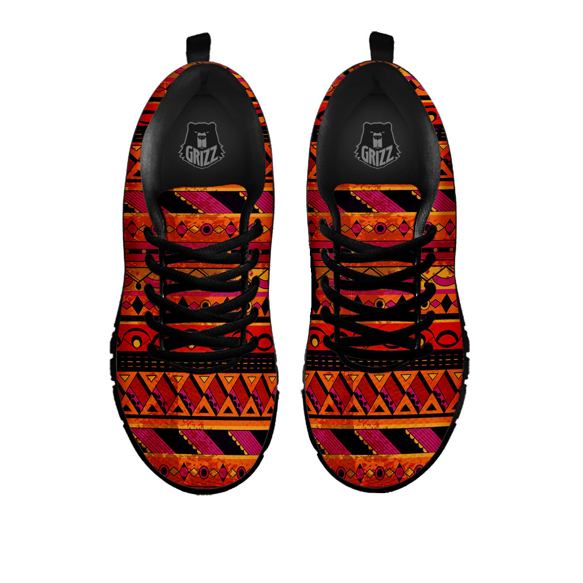 African Dashiki Black And Orange Print Black Sneaker-grizzshop