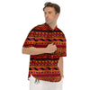 African Dashiki Black And Orange Print Men's Short Sleeve Shirts-grizzshop