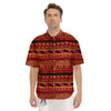 African Dashiki Black And Orange Print Men's Short Sleeve Shirts-grizzshop