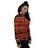 African Dashiki Black And Orange Print Women's Bomber Jacket-grizzshop