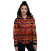 African Dashiki Black And Orange Print Women's Bomber Jacket-grizzshop