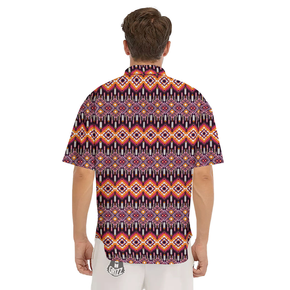African Dashiki Black And Purple Print Men's Short Sleeve Shirts-grizzshop