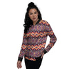 African Dashiki Black And Purple Print Women's Bomber Jacket-grizzshop