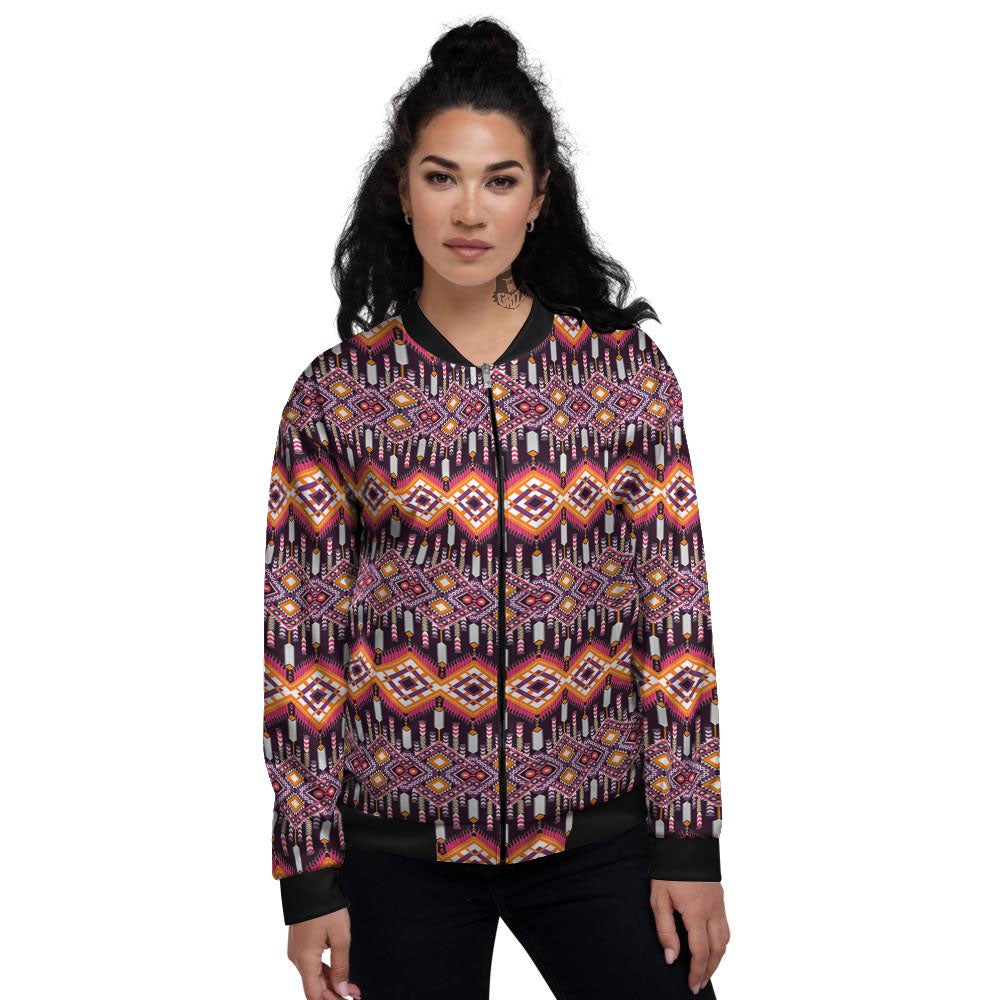 African Dashiki Black And Purple Print Women's Bomber Jacket-grizzshop