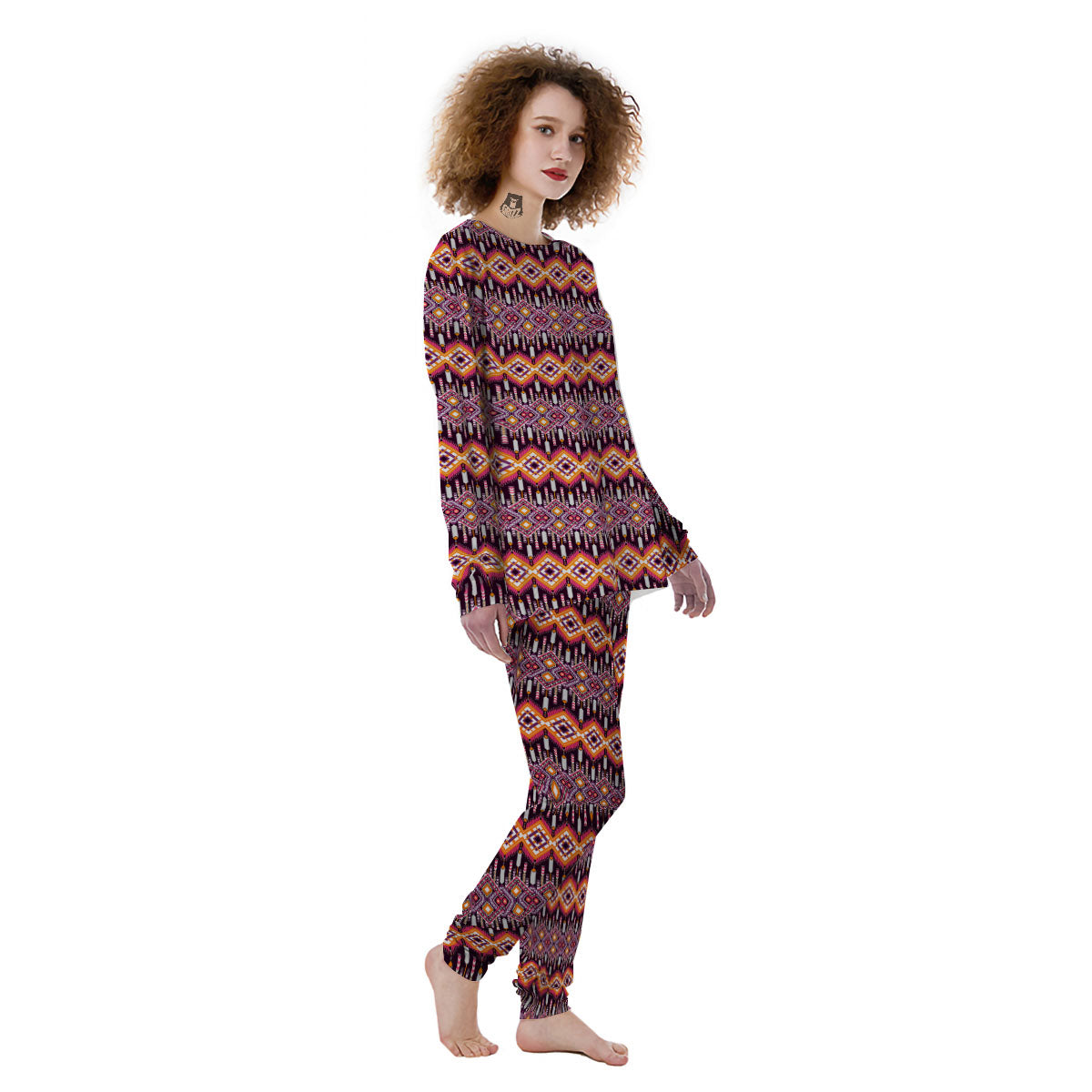 African Dashiki Black And Purple Print Women's Pajamas-grizzshop