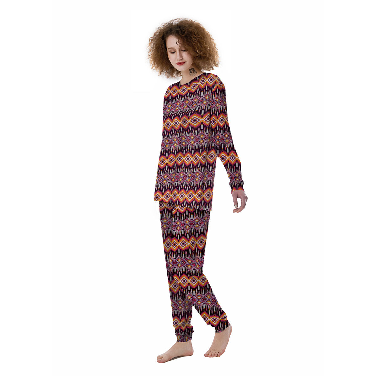 African Dashiki Black And Purple Print Women's Pajamas-grizzshop