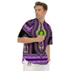 African Dashiki Purple And Black Print Men's Short Sleeve Shirts-grizzshop