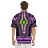 African Dashiki Purple And Black Print Men's Short Sleeve Shirts-grizzshop