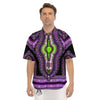 African Dashiki Purple And Black Print Men's Short Sleeve Shirts-grizzshop