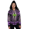 African Dashiki Purple And Black Print Women's Bomber Jacket-grizzshop