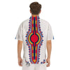 African Dashiki White And Red Print Men's Short Sleeve Shirts-grizzshop