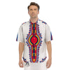 African Dashiki White And Red Print Men's Short Sleeve Shirts-grizzshop