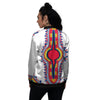 African Dashiki White And Red Print Women's Bomber Jacket-grizzshop