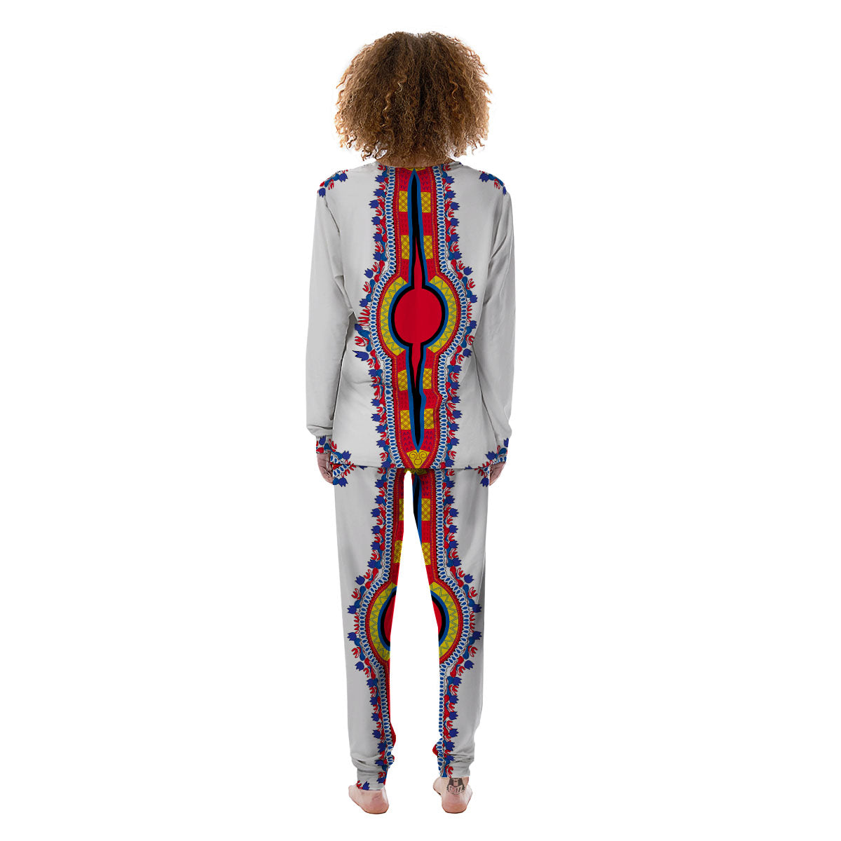 African Dashiki White And Red Print Women's Pajamas-grizzshop