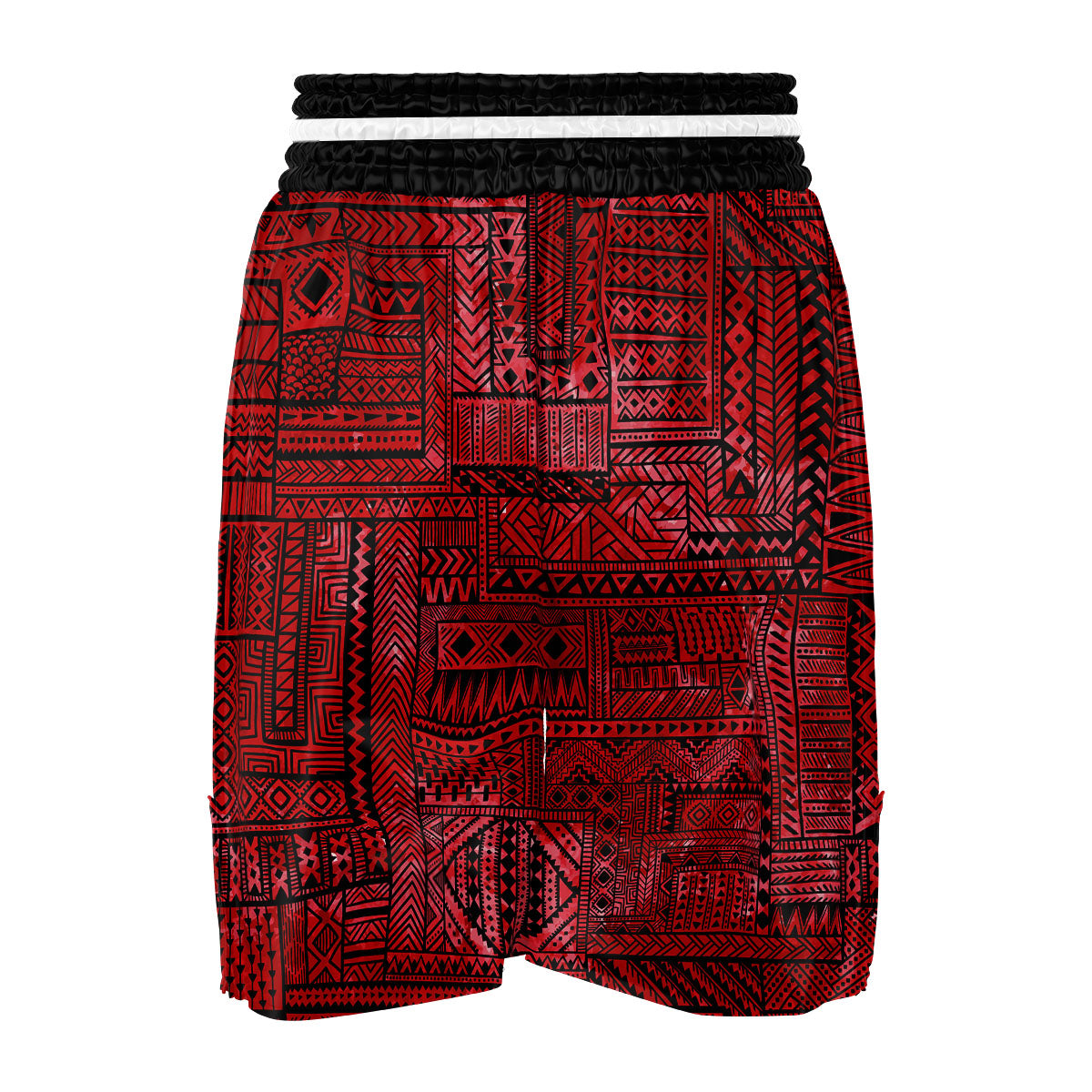 African Ethnic Black And Red Print Boxing Shorts-grizzshop