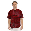 African Ethnic Black And Red Print Men's Short Sleeve Shirts-grizzshop