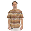 African Ethnic Brown Print Pattern Men's Short Sleeve Shirts-grizzshop